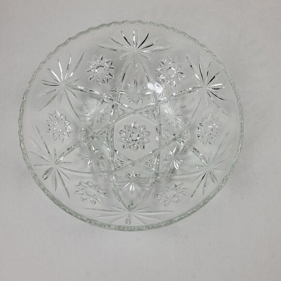 Star of David Clear Glass Scalloped Edge Serving Bowl‎ - Picture 1 of 14